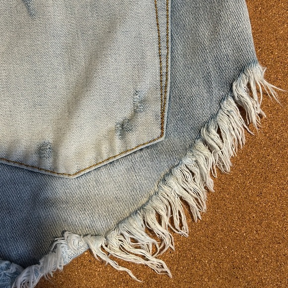 One Teaspoon Rollers Low Waist Long Rise Extreme Curve Raw Hem Jean Shorts 26 - Picture 11 of 14